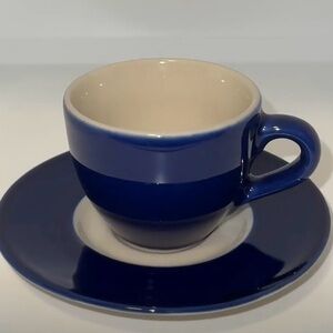 Elizabeth David Demitasse Espresso Coffee Cup and Saucer Blue
